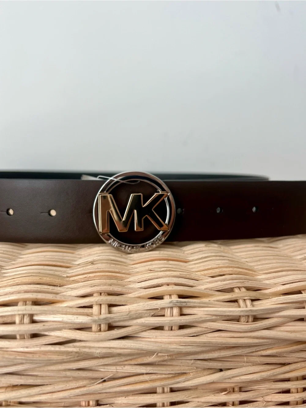 NWT Michael Kors Reversible Leather Belt Black Brown XL Two-Tone MK Logo Buckle